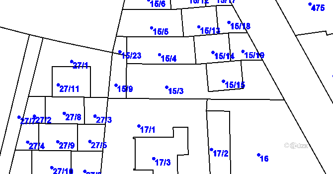Parcela st. 15/3 v KÚ Horní Měcholupy, Katastrální mapa