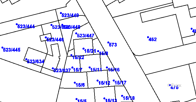 Parcela st. 15/8 v KÚ Horní Měcholupy, Katastrální mapa