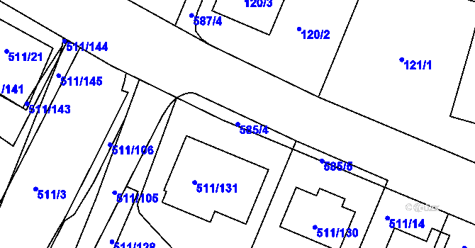 Parcela st. 585/4 v KÚ Horní Měcholupy, Katastrální mapa
