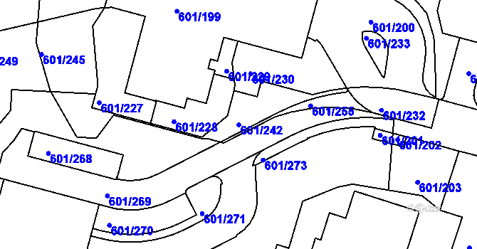 Parcela st. 601/242 v KÚ Horní Měcholupy, Katastrální mapa
