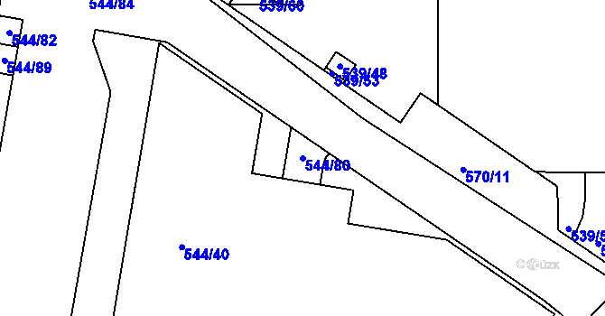 Parcela st. 544/80 v KÚ Horní Měcholupy, Katastrální mapa