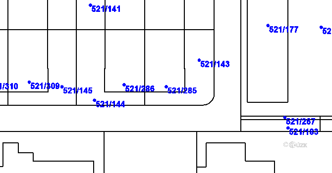 Parcela st. 521/285 v KÚ Horní Měcholupy, Katastrální mapa
