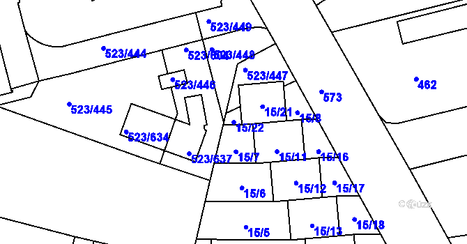 Parcela st. 15/22 v KÚ Horní Měcholupy, Katastrální mapa