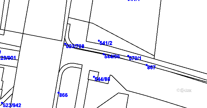 Parcela st. 544/96 v KÚ Horní Měcholupy, Katastrální mapa