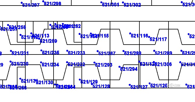 Parcela st. 521/287 v KÚ Horní Měcholupy, Katastrální mapa