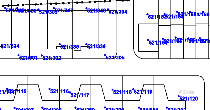 Parcela st. 521/305 v KÚ Horní Měcholupy, Katastrální mapa