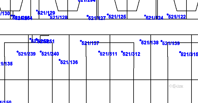 Parcela st. 521/311 v KÚ Horní Měcholupy, Katastrální mapa