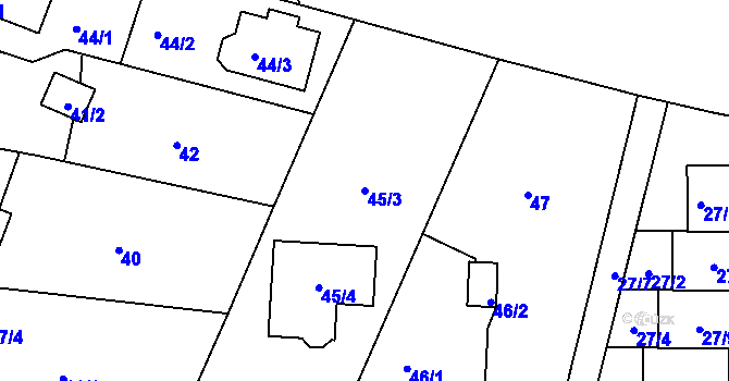 Parcela st. 45/3 v KÚ Horní Měcholupy, Katastrální mapa