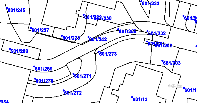 Parcela st. 601/273 v KÚ Horní Měcholupy, Katastrální mapa