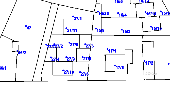 Parcela st. 27/3 v KÚ Horní Měcholupy, Katastrální mapa