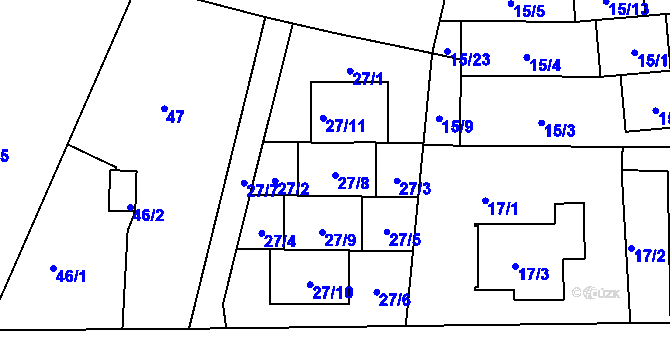 Parcela st. 27/8 v KÚ Horní Měcholupy, Katastrální mapa