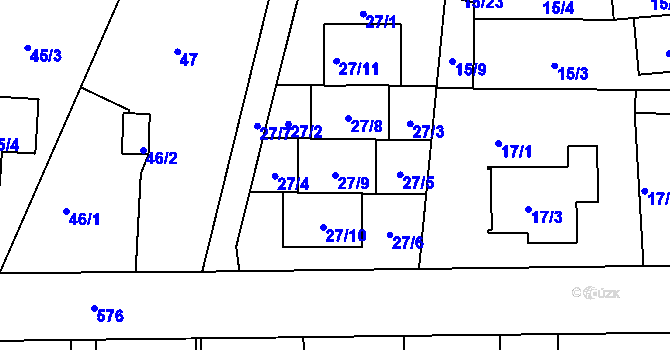 Parcela st. 27/9 v KÚ Horní Měcholupy, Katastrální mapa