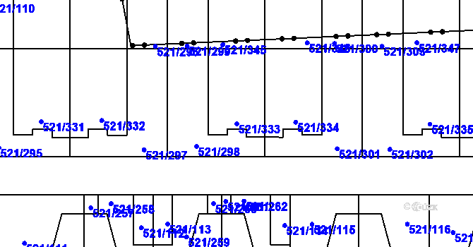 Parcela st. 521/333 v KÚ Horní Měcholupy, Katastrální mapa