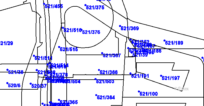 Parcela st. 521/367 v KÚ Horní Měcholupy, Katastrální mapa
