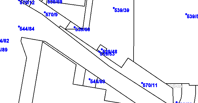 Parcela st. 539/53 v KÚ Horní Měcholupy, Katastrální mapa
