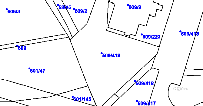 Parcela st. 509/419 v KÚ Horní Měcholupy, Katastrální mapa