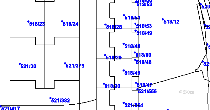 Parcela st. 518/29 v KÚ Horní Měcholupy, Katastrální mapa