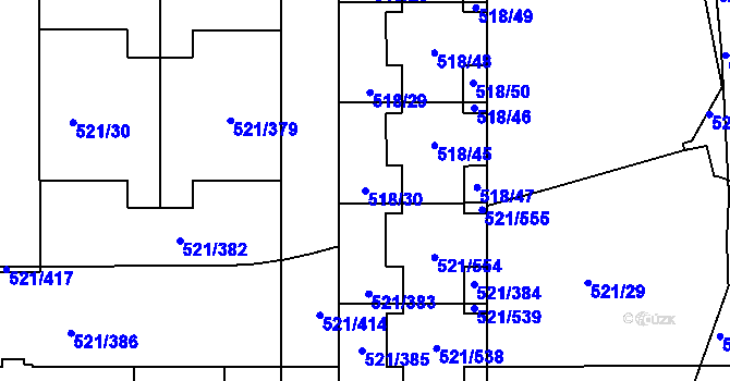 Parcela st. 518/30 v KÚ Horní Měcholupy, Katastrální mapa