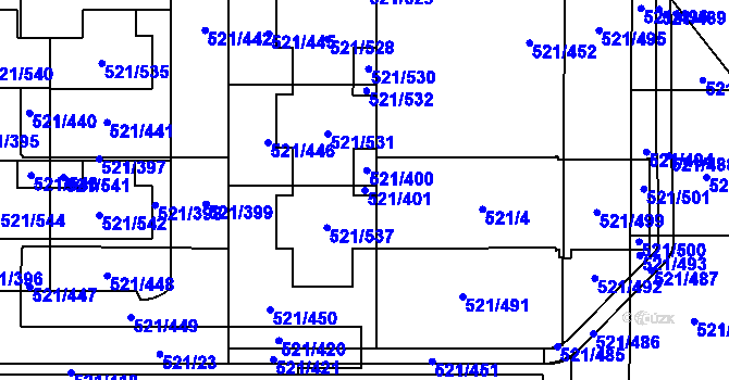 Parcela st. 521/401 v KÚ Horní Měcholupy, Katastrální mapa