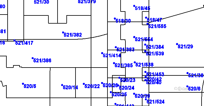 Parcela st. 521/414 v KÚ Horní Měcholupy, Katastrální mapa