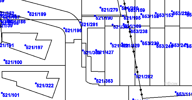 Parcela st. 521/427 v KÚ Horní Měcholupy, Katastrální mapa