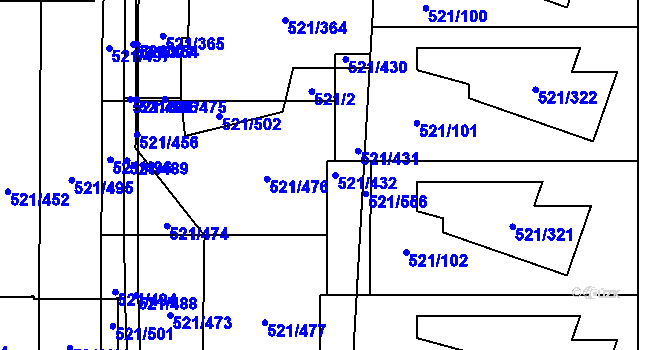 Parcela st. 521/432 v KÚ Horní Měcholupy, Katastrální mapa