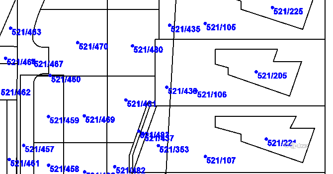 Parcela st. 521/436 v KÚ Horní Měcholupy, Katastrální mapa
