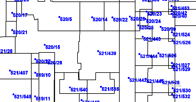 Parcela st. 521/439 v KÚ Horní Měcholupy, Katastrální mapa