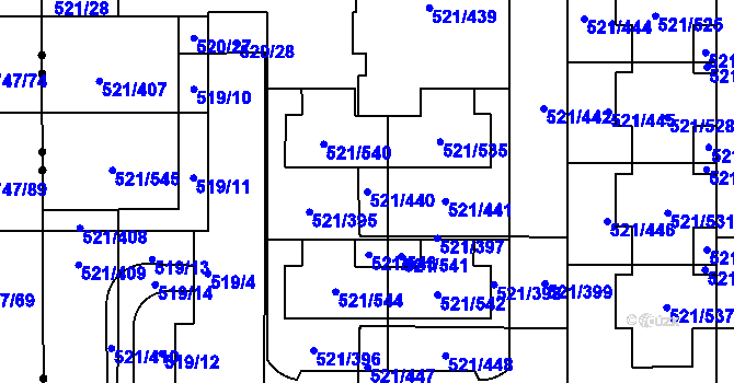 Parcela st. 521/440 v KÚ Horní Měcholupy, Katastrální mapa