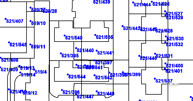Parcela st. 521/441 v KÚ Horní Měcholupy, Katastrální mapa