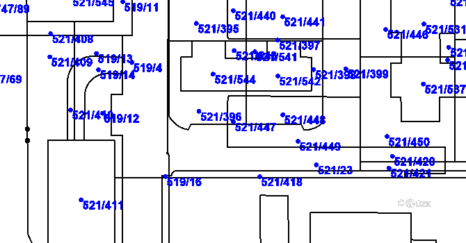 Parcela st. 521/447 v KÚ Horní Měcholupy, Katastrální mapa