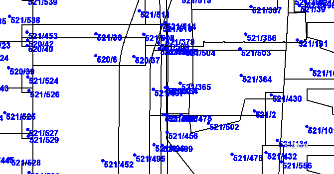 Parcela st. 521/454 v KÚ Horní Měcholupy, Katastrální mapa