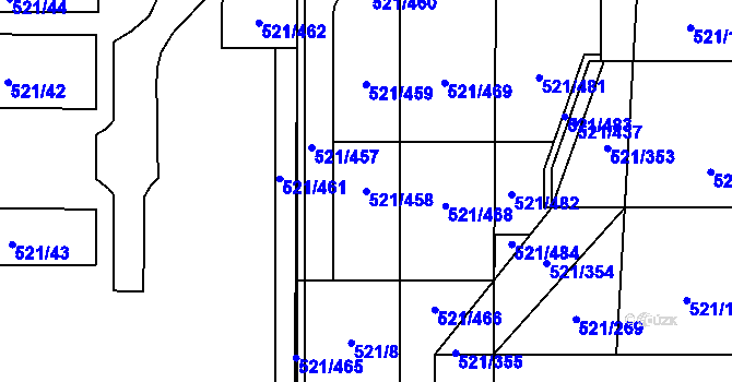 Parcela st. 521/458 v KÚ Horní Měcholupy, Katastrální mapa