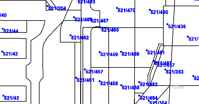 Parcela st. 521/459 v KÚ Horní Měcholupy, Katastrální mapa