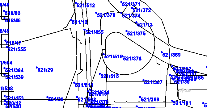 Parcela st. 521/516 v KÚ Horní Měcholupy, Katastrální mapa