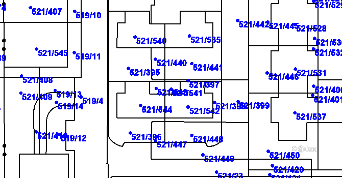 Parcela st. 521/541 v KÚ Horní Měcholupy, Katastrální mapa