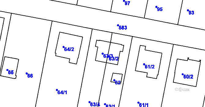 Parcela st. 63/3 v KÚ Horní Měcholupy, Katastrální mapa
