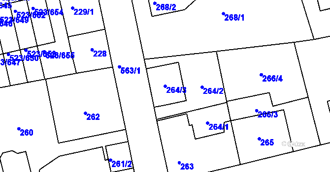 Parcela st. 264/3 v KÚ Horní Měcholupy, Katastrální mapa