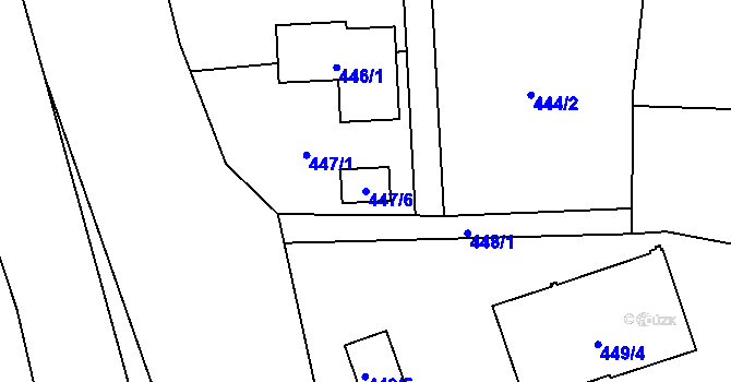Parcela st. 447/6 v KÚ Petrovice, Katastrální mapa