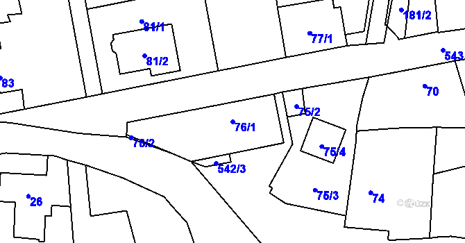 Parcela st. 76/1 v KÚ Petrovice, Katastrální mapa