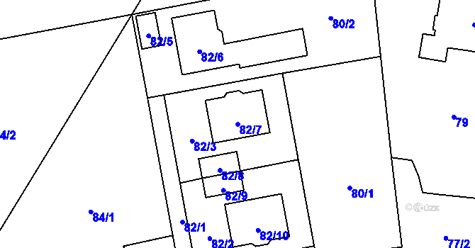 Parcela st. 82/7 v KÚ Petrovice, Katastrální mapa