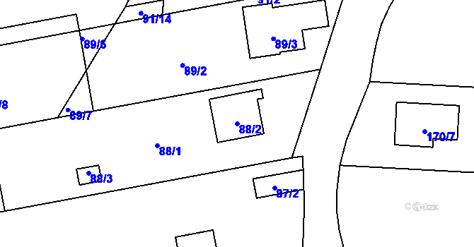 Parcela st. 88/2 v KÚ Petrovice, Katastrální mapa