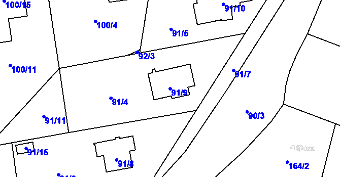 Parcela st. 91/9 v KÚ Petrovice, Katastrální mapa