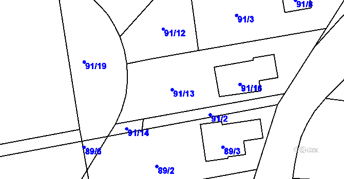 Parcela st. 91/13 v KÚ Petrovice, Katastrální mapa
