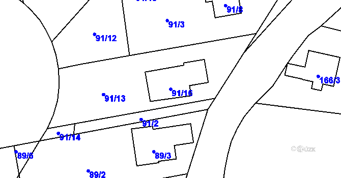 Parcela st. 91/16 v KÚ Petrovice, Katastrální mapa