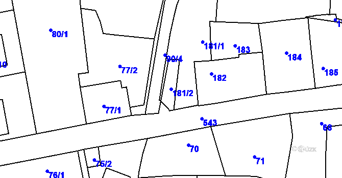 Parcela st. 181/2 v KÚ Petrovice, Katastrální mapa