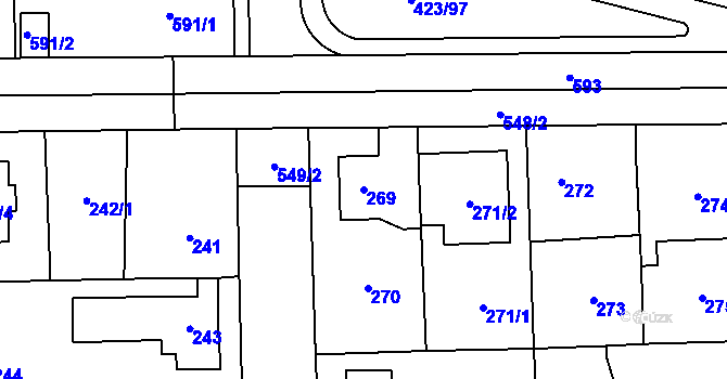 Parcela st. 269 v KÚ Petrovice, Katastrální mapa