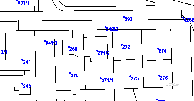 Parcela st. 271/2 v KÚ Petrovice, Katastrální mapa
