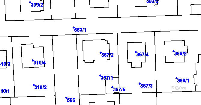 Parcela st. 367/2 v KÚ Petrovice, Katastrální mapa