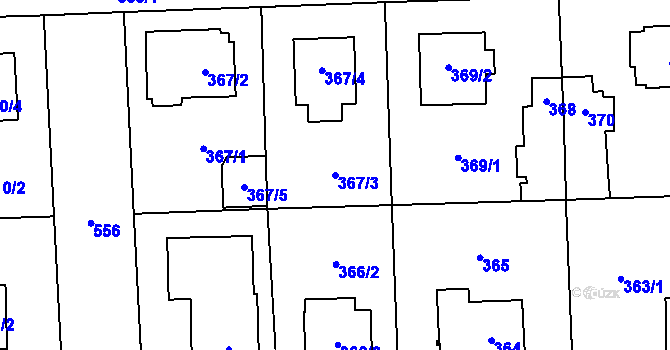 Parcela st. 367/3 v KÚ Petrovice, Katastrální mapa